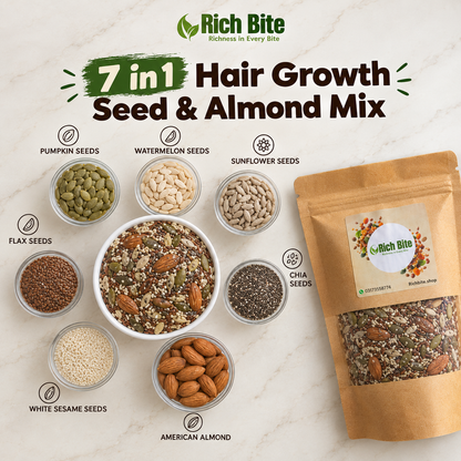 7 in 1 Hair Growth Seed & Almond Mix – 300g Biotin-Rich Nutrition for Healthy Hair